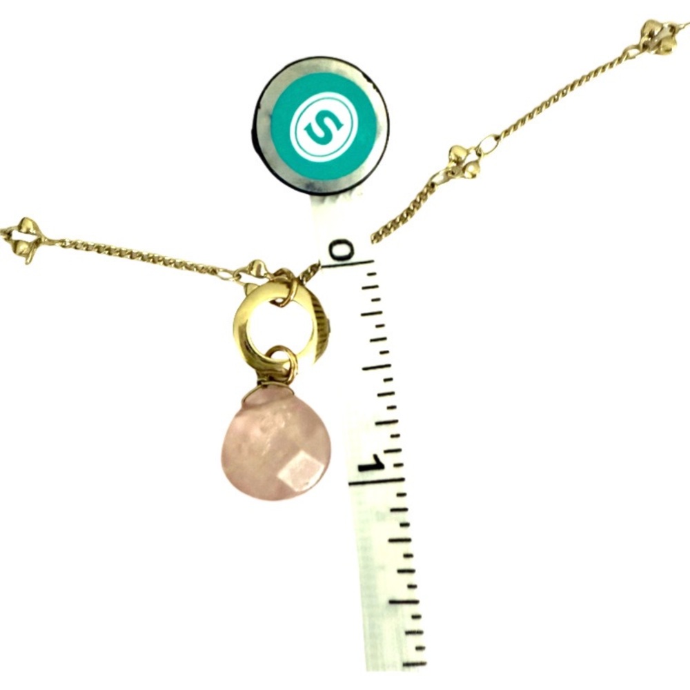 WHBM Crystal Charm Pendant Necklace Pale Pink Gold Tone - Picture 8 of 10